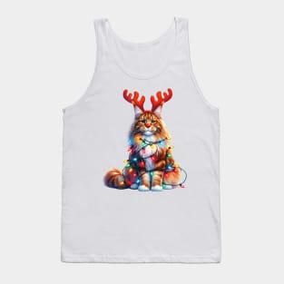 Christmas Red Nose Maine Coon Cat Tank Top